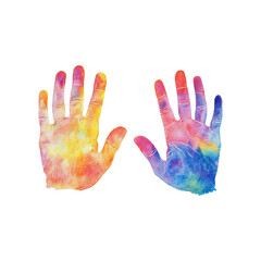 colorful hand print isolated on transparent background remove PNG, clipping path