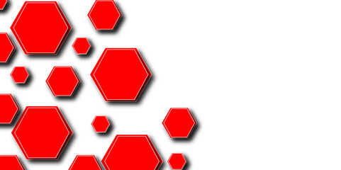Abstract white and red  3d Hexagonal shape structure futuristic background.  Digital futuristic banner technology concept background. Design for science, banner, medicine or technology background.