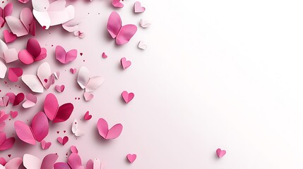 Pink Paper Butterflies and Hearts Background Design