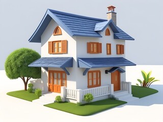 cartoon house in white background