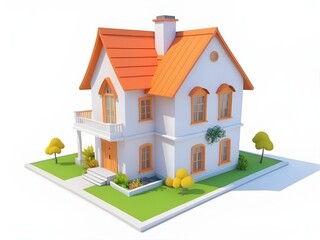 cartoon house in white background