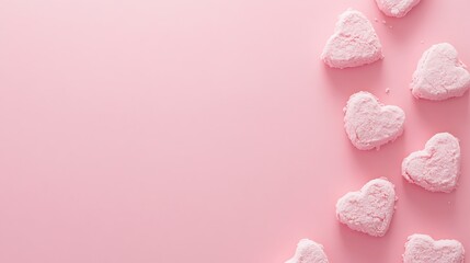 Pink Heart Shaped Marshmallows On Pink Background