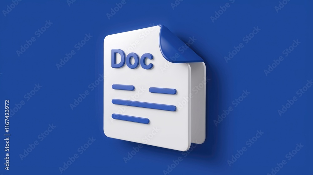 Poster 3d rendering of a document icon, symbolizing files, data, and digital information.
