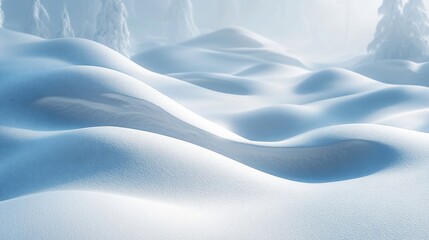 Obraz premium Serene Winter Landscape Undulating Snowdrifts