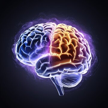 Concept art of a human brain exploding with knowledge and creativity.
