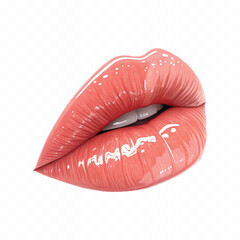 abstract 3d Kissing woman's red lips isolated on white background