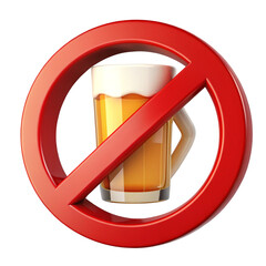 No Alcohol Sign Red Prohibition Symbol with Beer