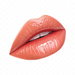 abstract 3d Kissing woman's red lips isolated on white background