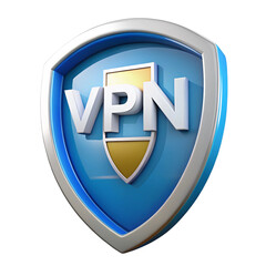 3D VPN Shield Icon Secure Online Protection 