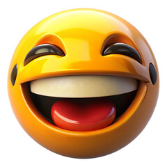 3D Render of a Joyful, Laughing Emoji