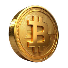 3D Render of a Golden Bitcoin Cryptocurrency Coin