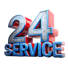 24/7 Service Bold 3D Render of 24 Hour