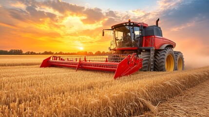 Fototapeta premium Early Morning Machinery in Countryside Natural Lighting