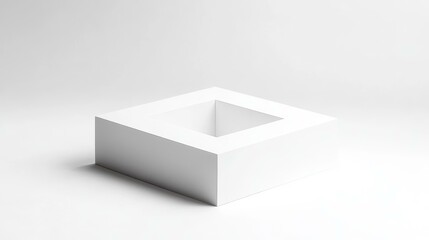 Abstract White Geometric Square Display Box