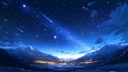 Starry Night Over Snowy Mountains