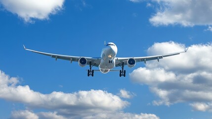 Obraz premium Airplane Landing in a Cloudy Sky