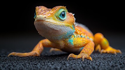Fototapeta premium Colorful lizard showcasing vibrant scales and texture