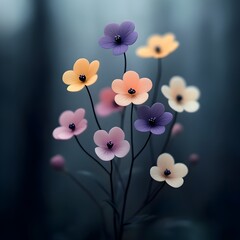 Fototapeta premium Delicate and fragrant blooms in shades of pink purple and yellow release alluring scents to mark their territory within a flourishing forest landscape