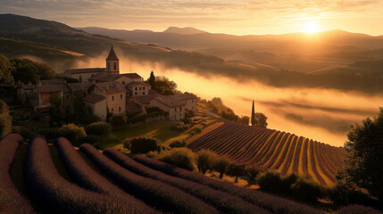 Naklejka premium Lavender fields in rural France.