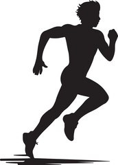 silhouette of a person in a jump and silhouette of a man running