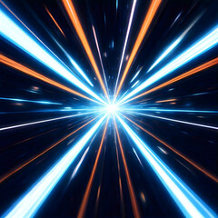 Fototapeta premium Abstract Sci-Fi Energy Portal with Bright Radiating Streaks of Light Representing Intergalactic Travel, Warp Drive, or Time Travel