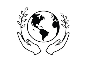 Map hand on flower vector with white background