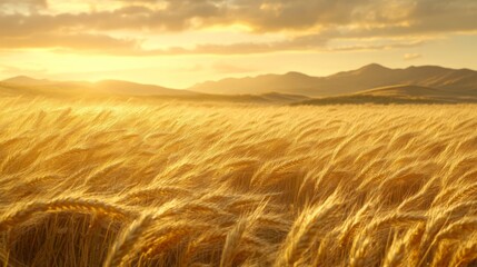 Obraz premium Serene Early Morning Light Over Golden Fields
