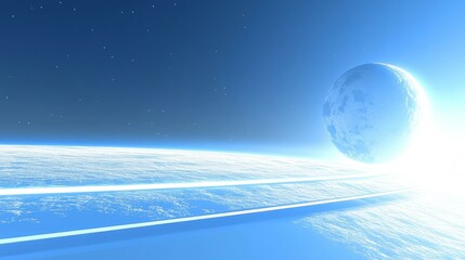 Fototapeta premium Cosmic Blue Planet and Moon