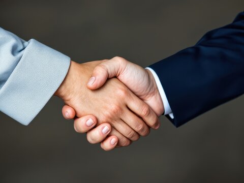 Two hands shaking, creating a professional and trustworthy image, suitable for business or corporate concepts with space for text.