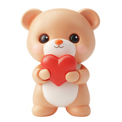 Obraz premium [Transparent Background PNG]Cute Cartoon Bear Holding a Heart