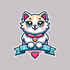 Cute Colorful Cartoon Cat Adorable Kitten Illustration Vector Design 