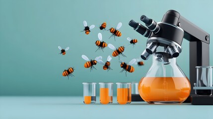 Meticulous Scientific Experiment Exploring Vibrant Insect Pheromone Attractants using Flat Design in Sterile Modernist Laboratory Environment