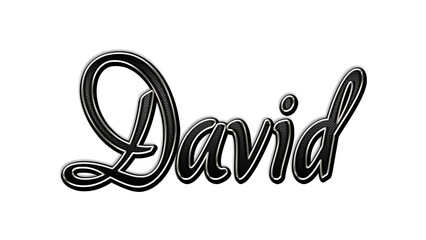 black metal 3d design of name David on white background.