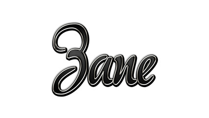 black metal 3d design of name Zane on white background.