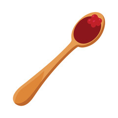 Spoon Wooden with Raspberry Jam Vector Illustration, Cartoon & Line Art Design.eps
