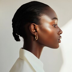 woman, hair, beauty, face, ear, profile, close-up, skin, person, closeup, head, neck, model, one, people, side, fashion, eyes, brunette, studio, hearing, lady, glamour, long