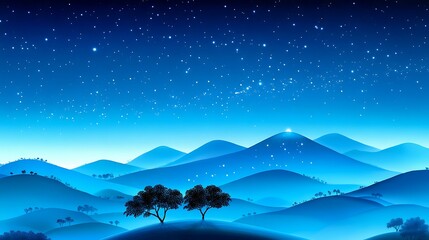 Fototapeta premium Night Landscape of Mountains and Stars