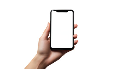 [Transparent Background PNG]Hand Holding a Smartphone with Blank Screen