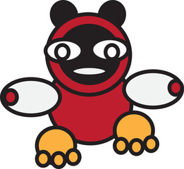Print, panda, bear, animal, cartoon, illustration, vector, cute, baby, character, fun, art, zoo, teddy, toy, love, drawing, black, china, wildlife, mammal, wild, asia, animals, design, funny, robot