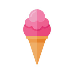 Pink Ice Cream Cone Vector Illustration - Cartoon Clipart & Line Art Design.eps