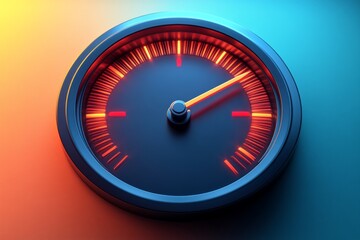 Elegant half-circle loading gauge displays progress through a bold pointer on a soft gradient background showcasing simplicity and modern design