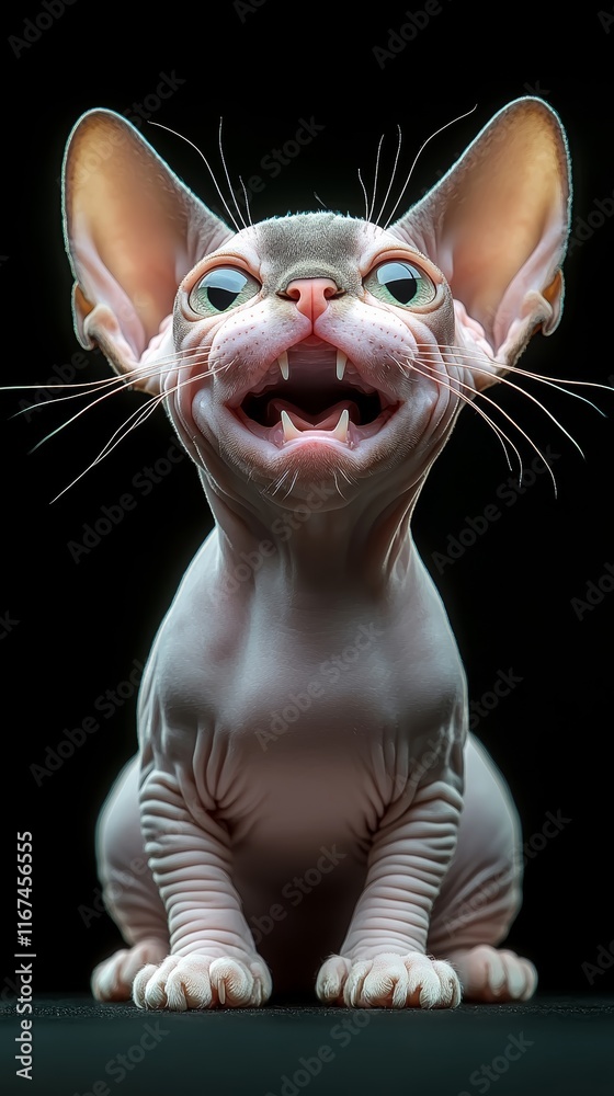 Sticker Sphynx cat. Front view. Pedigree pets concept