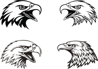 eagle head vector design silhouette set 