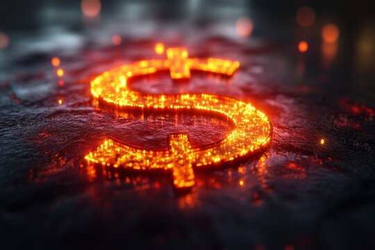 Detailed analysis of Euro currency fluctuations with glowing dollar symbol representing financial shifts and market trends in current economy