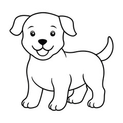 a cute baby dog with happy face on white background