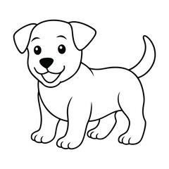 a cute baby dog with happy face on white background