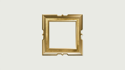 wide flat gold wooden picture frame with blank canvas cutout on white background