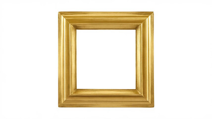 wide flat gold wooden picture frame with blank canvas cutout on white background