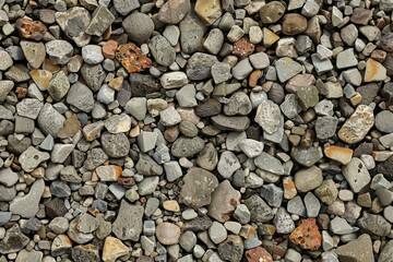 Photo of Grey gravel rock ground debris. Background texture for backdrops or mapping