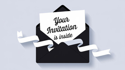 Invitation cart inside and envelope illustration design isolated over white